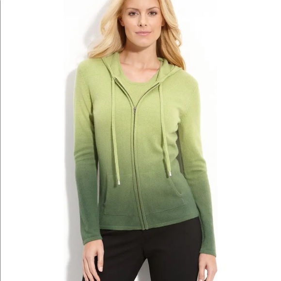 Cashmere Set PURE AMICI Ombre in green Sz L/XL(hooded cardigan/tanktop) - Picture 2 of 11